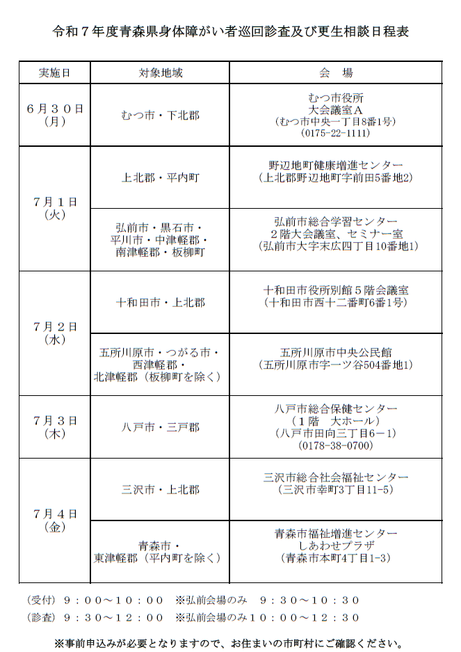R7身障巡回日程表