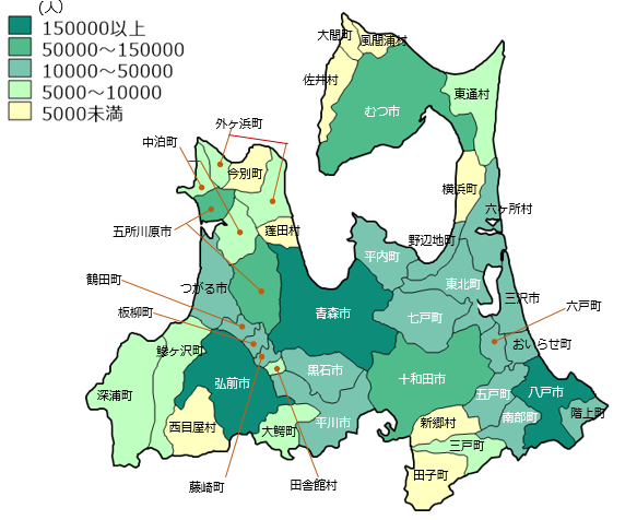 青森県人口分布地図